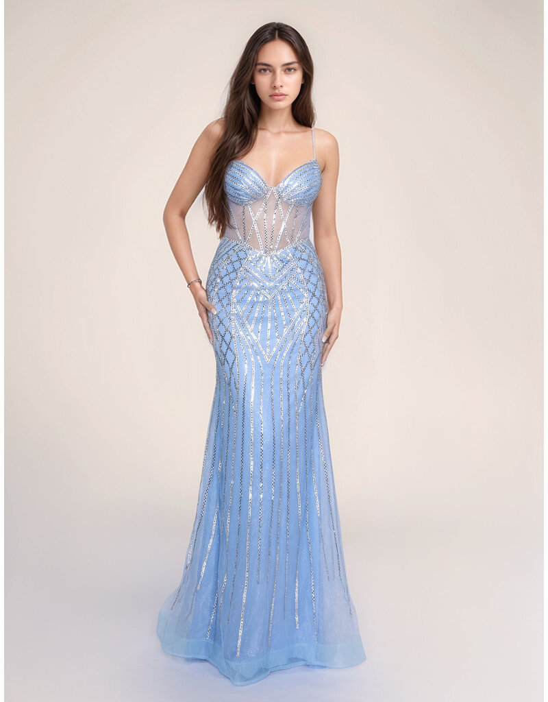 Geometric rhinestone mermaid gown 4428