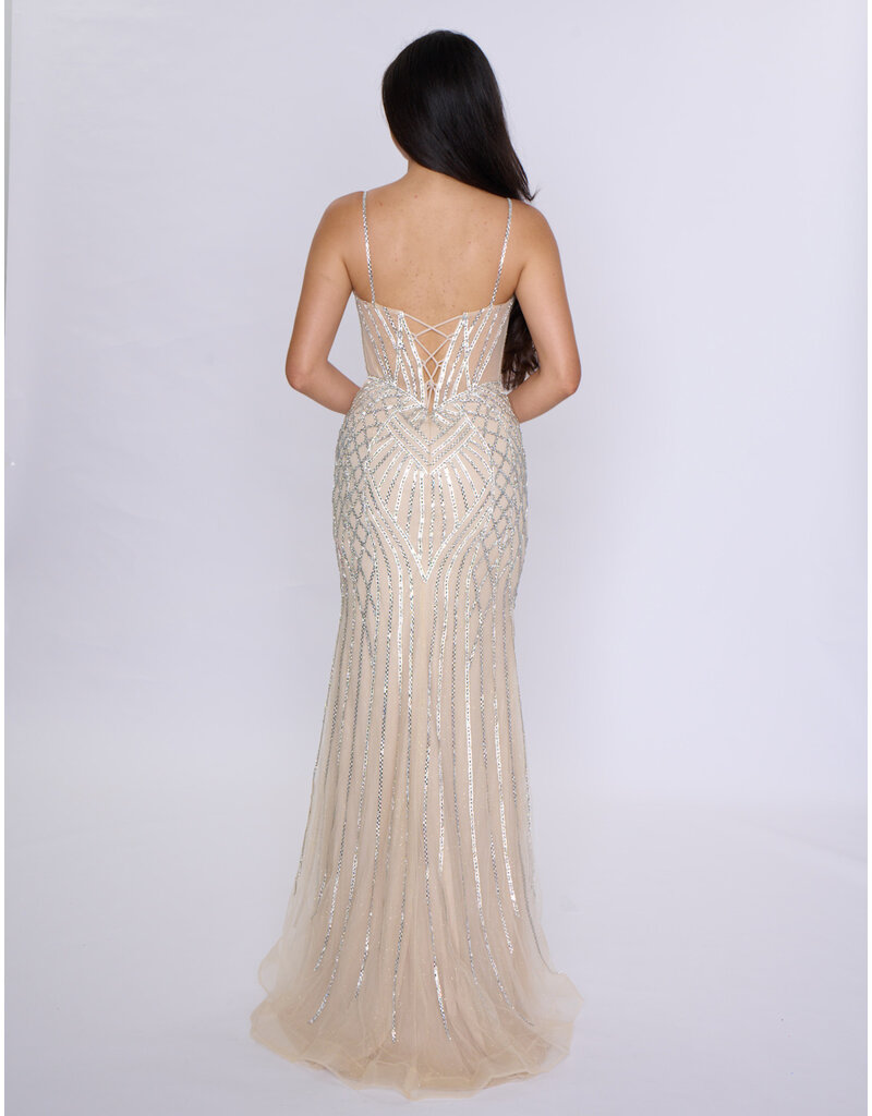 Geometric rhinestone mermaid gown 4428
