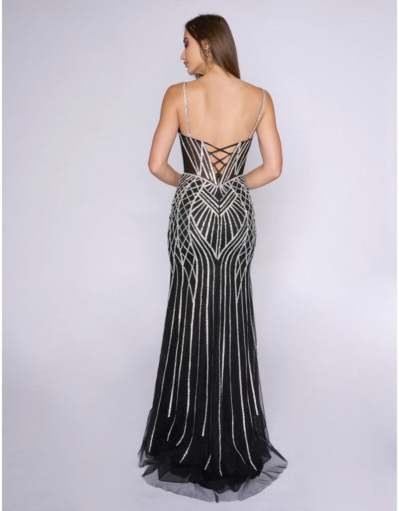 Geometric rhinestone mermaid gown 4428