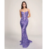 Spaghetti strap sequin fit and flare gown 4433