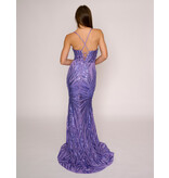 Spaghetti strap sequin fit and flare gown 4433