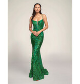 Spaghetti strap sequin fit and flare gown 4433