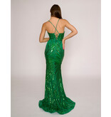 Spaghetti strap sequin fit and flare gown 4433