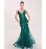 Spaghetti strap sequin tuelle mermaid 1576