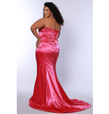 Strapless beade satin fitted gown JK2509
