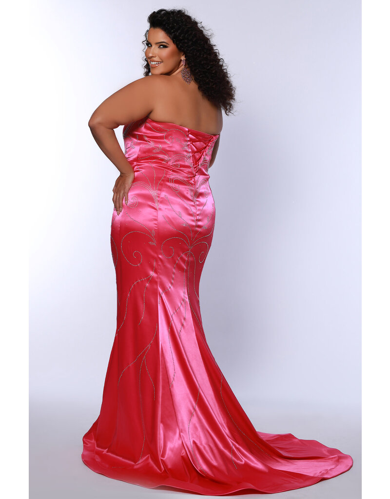 Strapless beade satin fitted gown JK2509