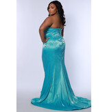 Strapless beade satin fitted gown JK2509