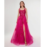 SCOOP NECK, SPLIT FRONT TULLE A-LINE 6626