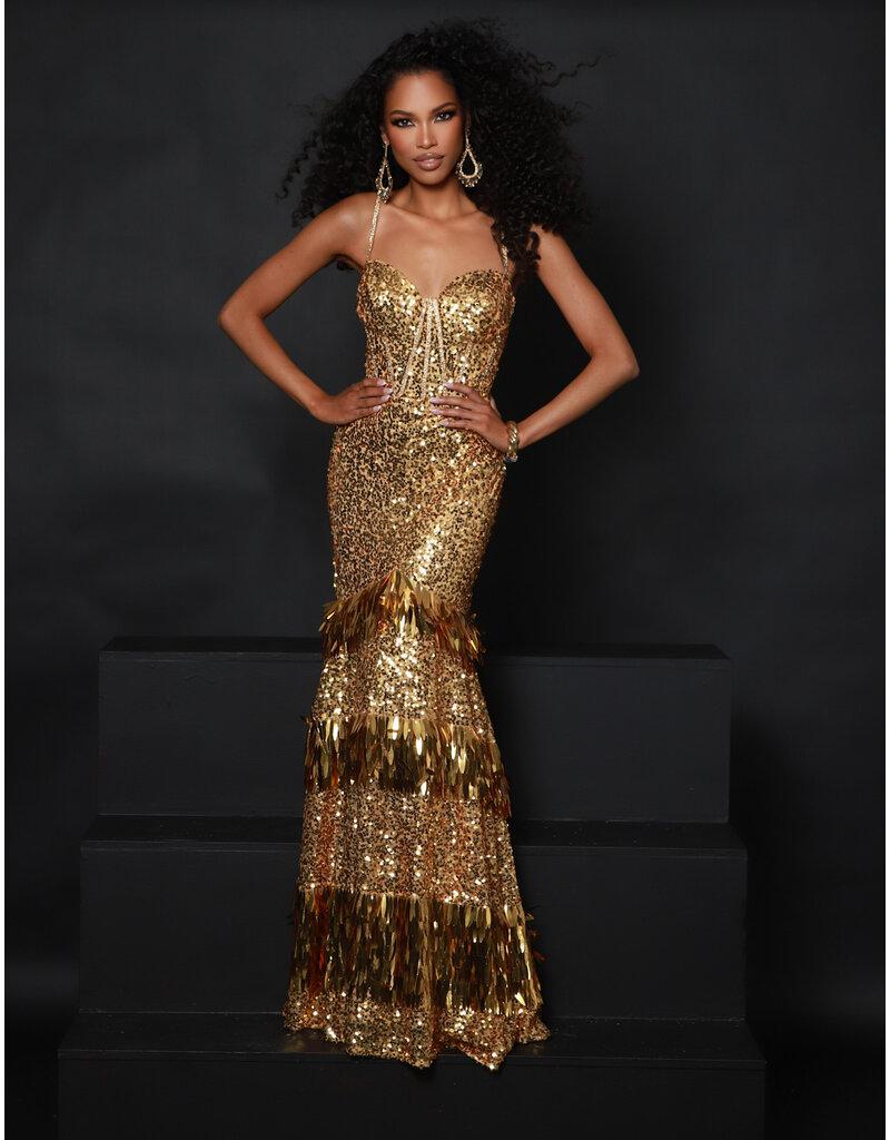 Sequin corset bodice fitted fringe mermaid 24369