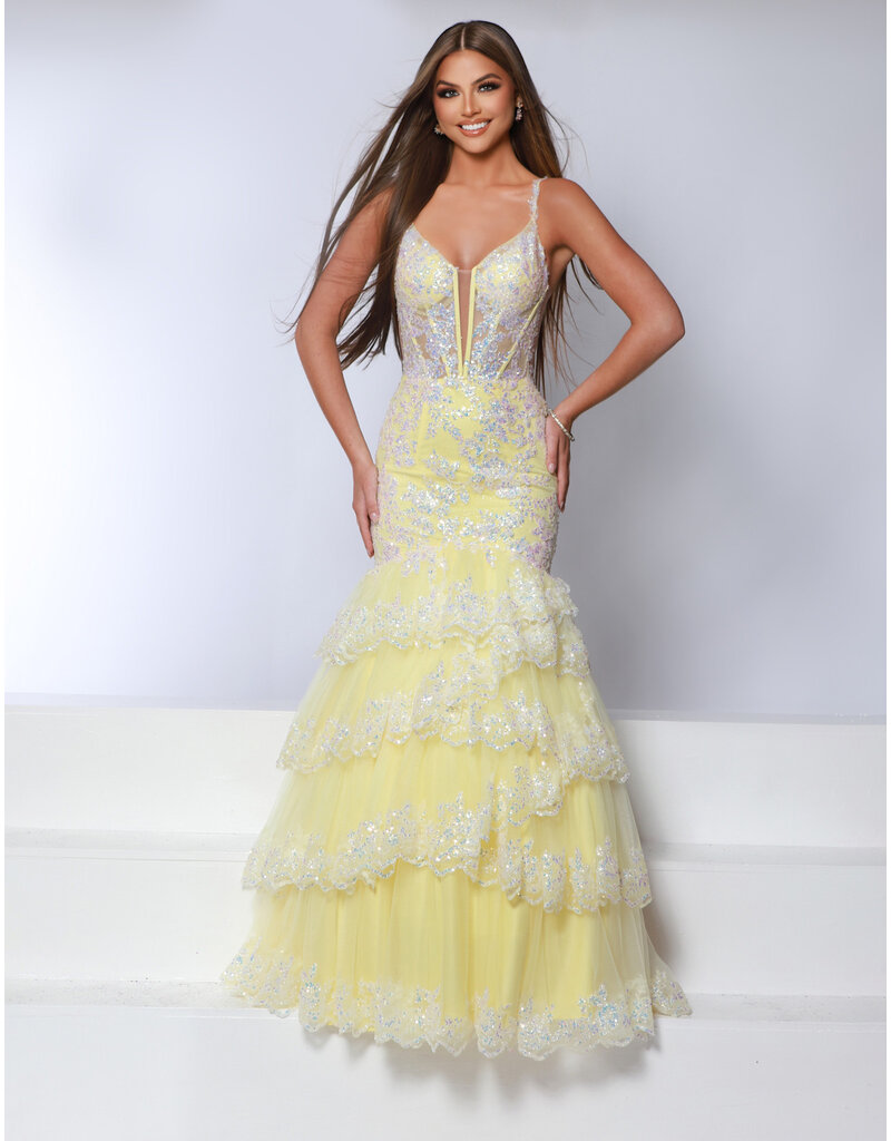 Sequin lace ruffle mermaid gown 25274