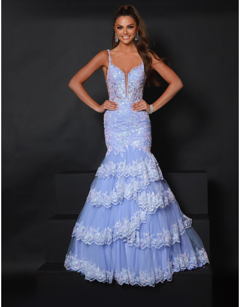 Sequin lace ruffle mermaid gown 25274