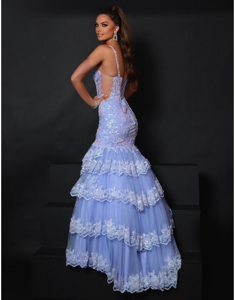 Sequin lace ruffle mermaid gown 25274