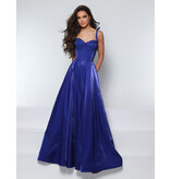 Bow strap beaded corset bodice A-line gown 25715