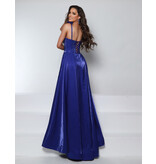 Bow strap beaded corset bodice A-line gown 25715
