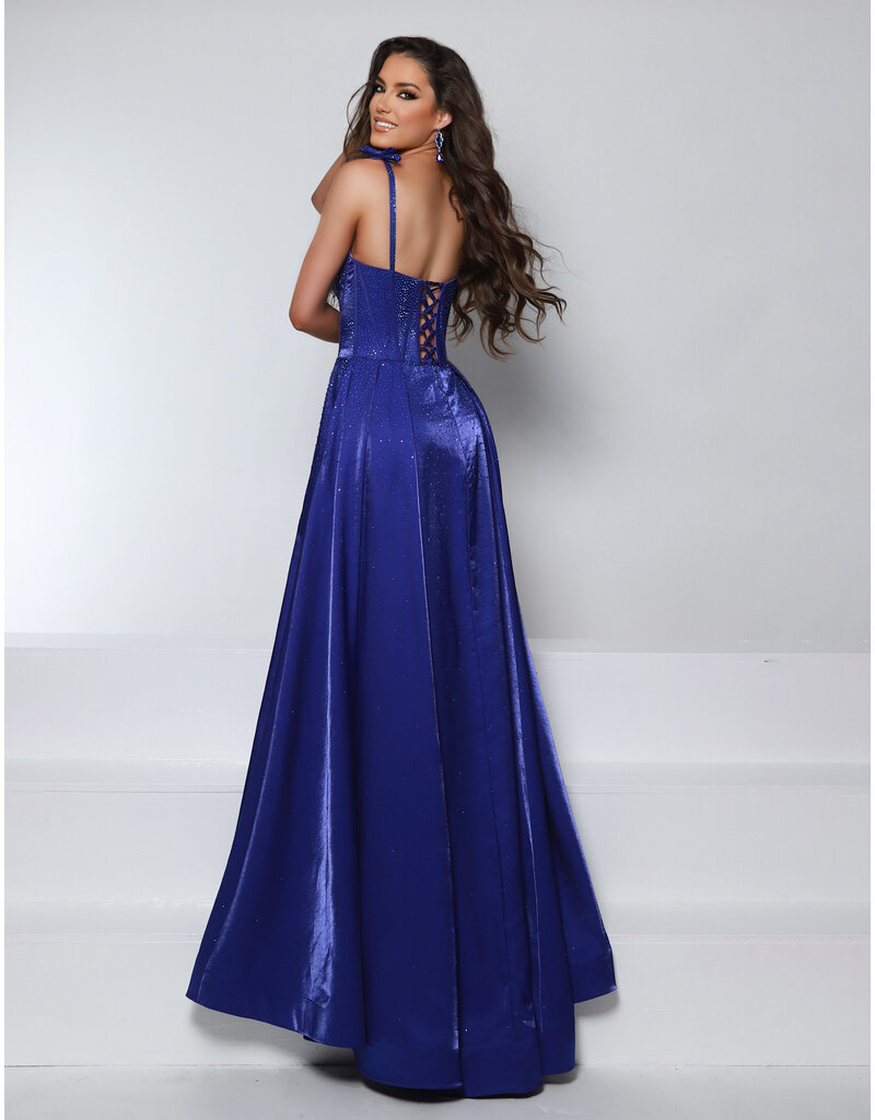 Bow strap beaded corset bodice A-line gown 25715