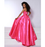 One shoulder corset bodice satin ballgown 25415