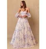 AMELIA COUTURE Strapless floral gown with sleeves SU084