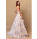 AMELIA COUTURE Strapless floral gown with sleeves SU084