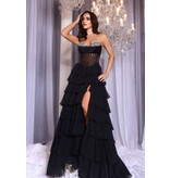 PORTIA & SCARLETT Strapless beaded corset bodice ruffle a-line 25961