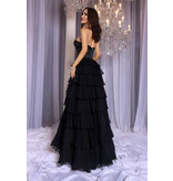 PORTIA & SCARLETT Strapless beaded corset bodice ruffle a-line 25961