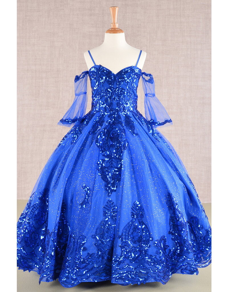 GLS Collective Off the shoulder bell sleeve sequin ballgown GK104