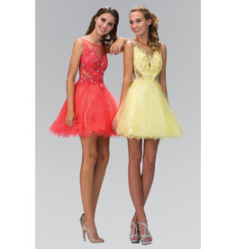 GLS Collective High neck sheer sides tulle short gown GS2156