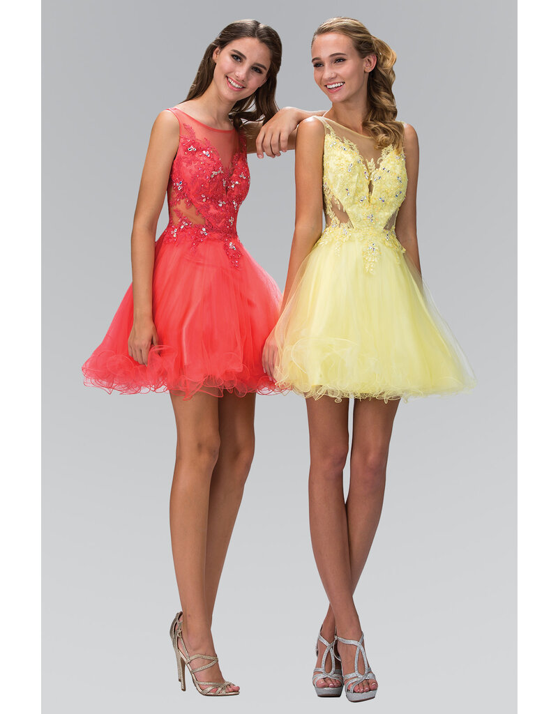 GLS Collective High neck sheer sides tulle short gown GS2156