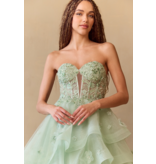 AMELIA COUTURE Strapless beaded lace ruffle ballgown 4900
