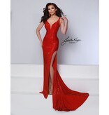 Beaded tank fitted gown w/leg slit 3059