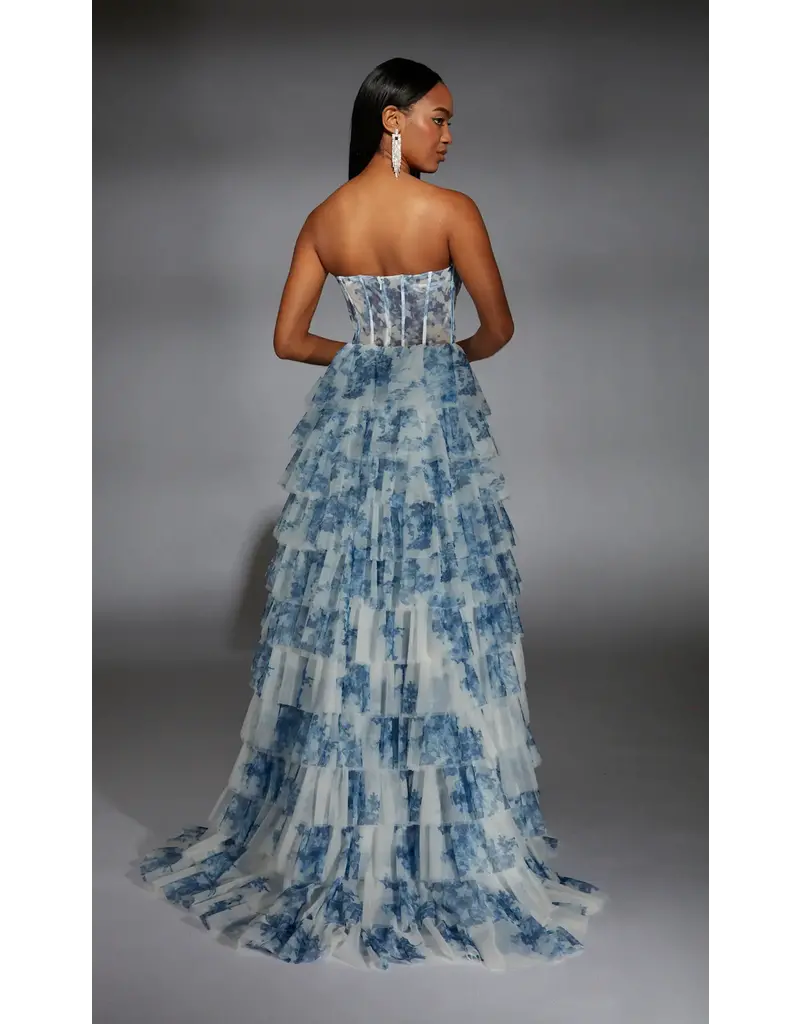 STRAPLESS, CORSET, RUFFLE FULL SKIRT 61763