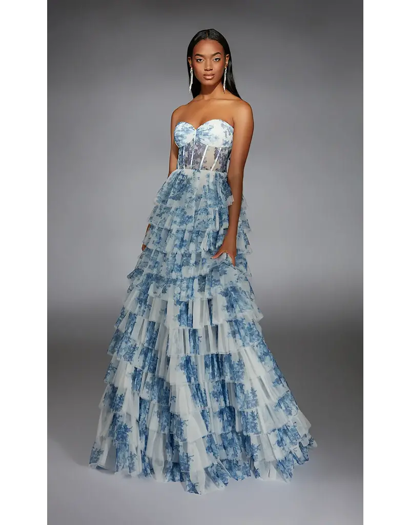 STRAPLESS, CORSET, RUFFLE FULL SKIRT 61763