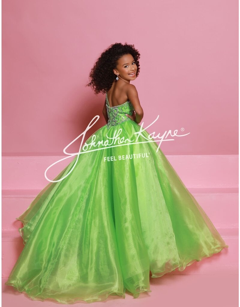 Sugar Kayne One shoulder beaded bodice organza ballgown C355