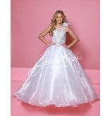 Sugar Kayne One shoulder beaded bodice organza ballgown C355