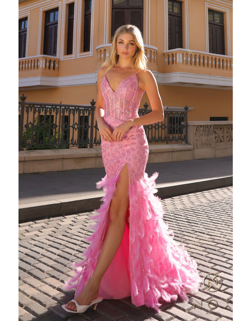Spaghetti strap corset bodice glitter feather mermaid C1422