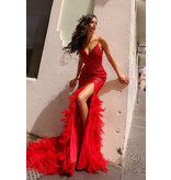Spaghetti strap corset bodice glitter feather mermaid C1422