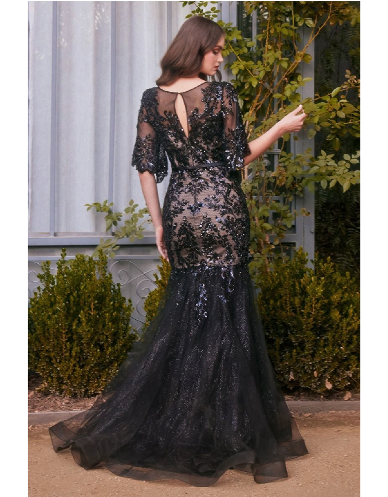 Ladivine Beaded lace mermaid w/bell sleeves A1377