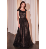 Ladivine Beaded cap sleeve natural waist ballgown CD0238