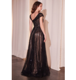 Ladivine Beaded cap sleeve natural waist ballgown CD0238