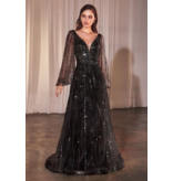 Ladivine Long sleeve beaded a-line tulle gown CD0240