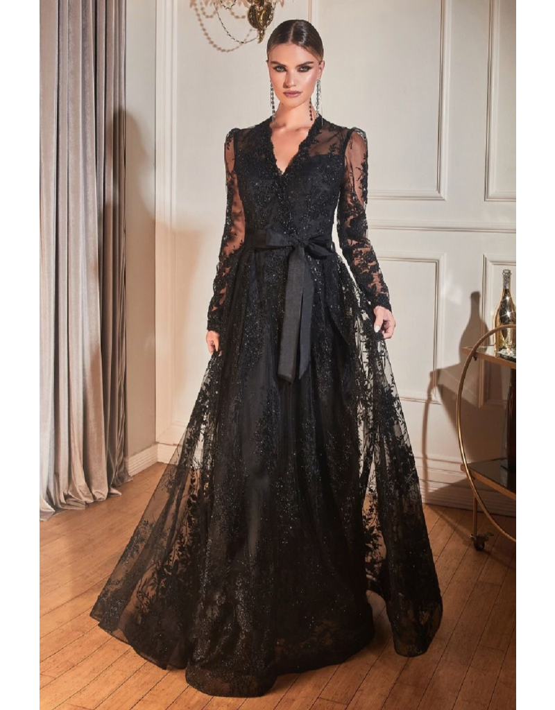Ladivine Long sleeve beaded lace a-line gown CD233