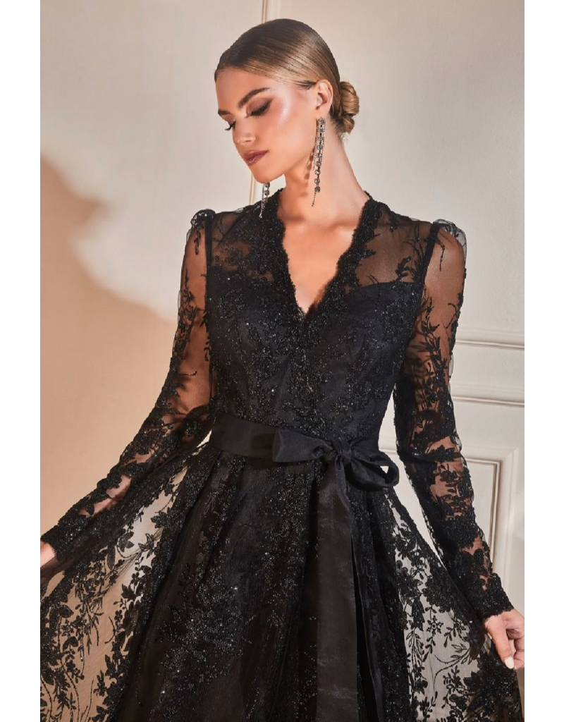 Ladivine Long sleeve beaded lace a-line gown CD233