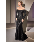 Ladivine Off the shoulder fitted sequin gown CH135