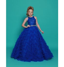 2Cute Princess High neck beaded ruffle ballgown G1293