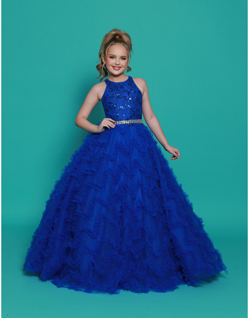 2Cute Princess High neck beaded ruffle ballgown G1293