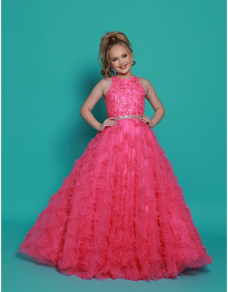 2Cute Princess High neck beaded ruffle ballgown G1293
