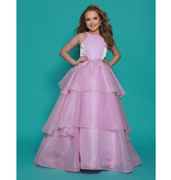 2Cute Princess High neck beaded bodice tiered ruffle ballgown G1295