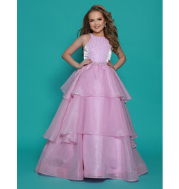 2Cute Princess High neck beaded bodice tiered ruffle ballgown G1295