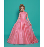 2Cute Princess High neck floral beaded bodice tulle ballgown G1300