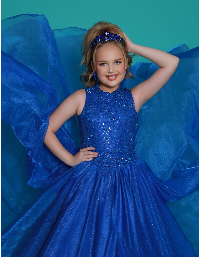 2Cute Princess High neck floral beaded bodice tulle ballgown G1300