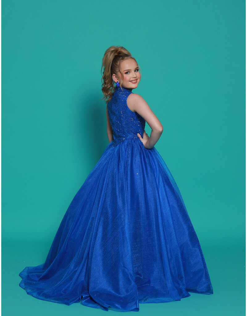 2Cute Princess High neck floral beaded bodice tulle ballgown G1300